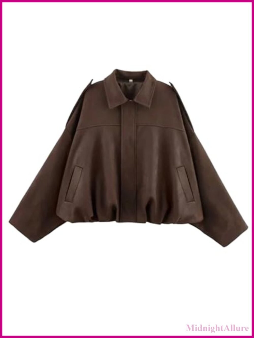 Faux Suede Bomber Jacket Oversized Cropped Coat